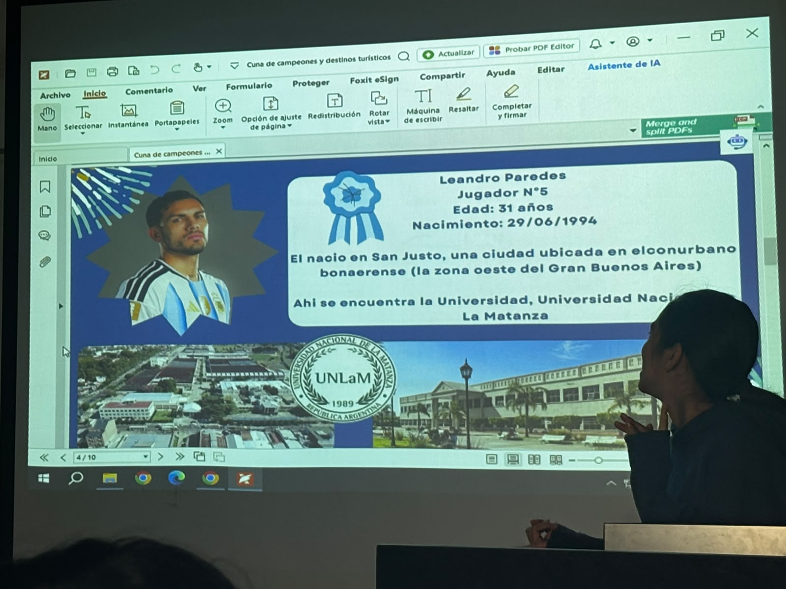 Presentación sobre Leandro Paredes y la Universidad Nacional de La Matanza